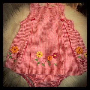 🌸 Carter’s 9m Girls Hot Pink Gingham Dress onesie